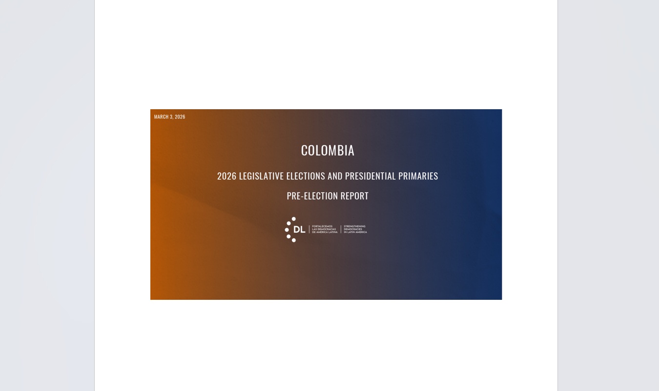 Colombia 2026: Legislative Elections and Presidential Primaries - Pre-election Report