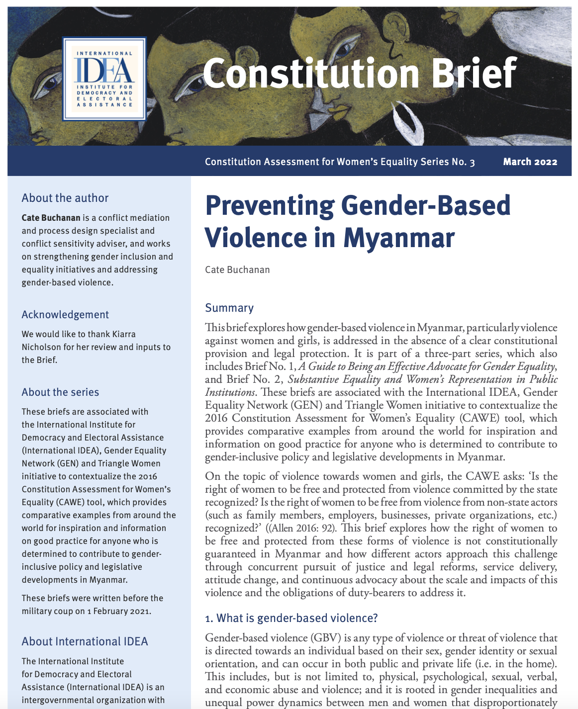 PREVENTING GENDER-BASED VIOLENCE IN MYANMAR