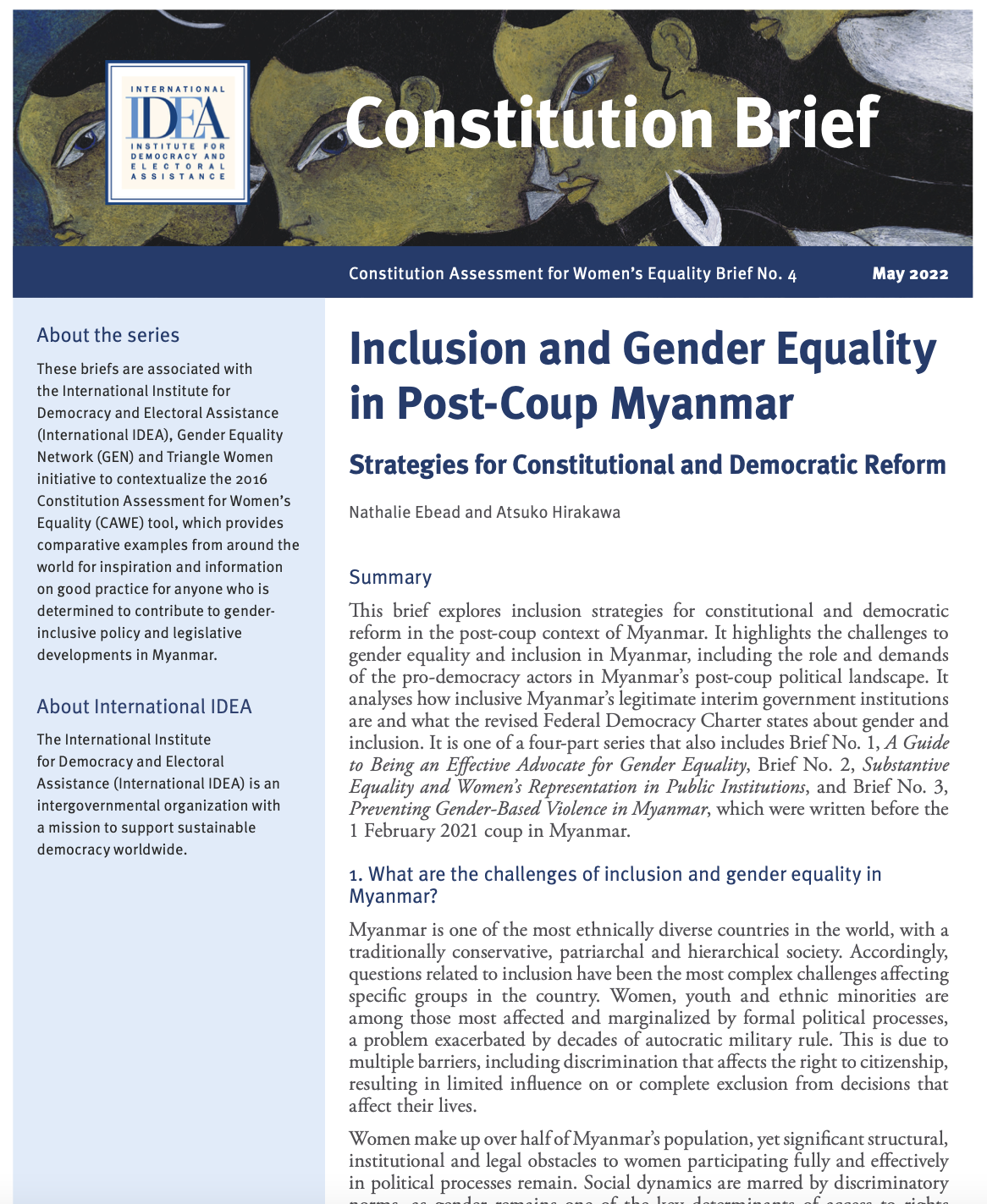 INCLUSION AND GENDER EQUALITY IN POST-COUP MYANMAR: STRATEGIES FOR CONSTITUTIONAL AND DEMOCRATIC REFORM
