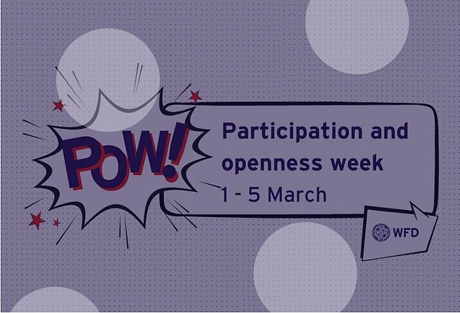 Image of the poster saying "Participation and Openness Week 1-5 March POW!"