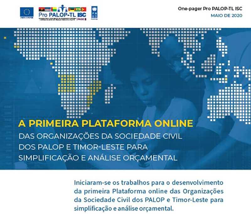 One Pager - Plataforma online das Organizações da Sociedade Civil dos PALOP e Timor-Leste para Simplificação e Análise Orçamental