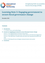 Learning Brief 3: Engaging government to secure fiscal governance change