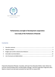 Parliamentary oversight of development cooperation: Case study of the Parliament of Rwanda